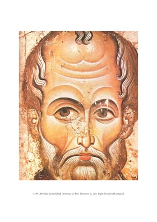 1180 1200 Saint nicolas Détail Détrempe sur Bois Monastere du saint Esprit Novgorod Léningrad
 