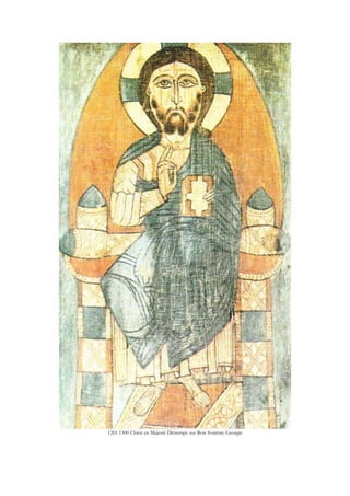 1201 1300 Christ en Majesté Détrempe sur Bois Svaténie Georgie
 
