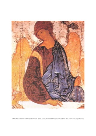 1401 1425 La Trinité de l'Ancien Testament Détail Andrëi Roubliov Détrempe sur bois Lavra de la Trinité saint serge Moscou
 