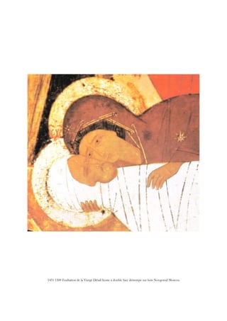 1451 1500 Exaltation de la Vierge Détail Icone à double face détrempe sur bois Novgorod Moscou
 