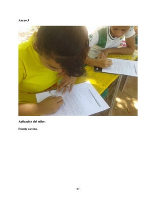 87
Anexo 3
Aplicación del taller.
Fuente autora.
 