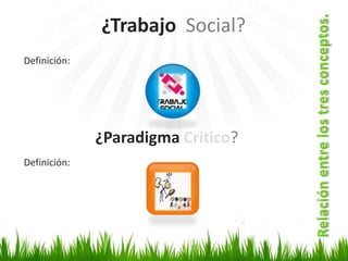 ¿Trabajo  Social?Relación entre los tres conceptos.Definición:¿Paradigma Critico?Definición: