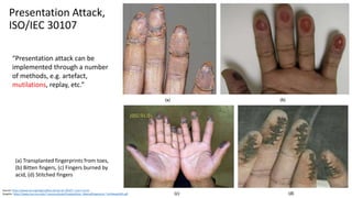 Clare Nelson, @Safe_SaaS
Presentation Attack,
ISO/IEC 30107
Source: https://www.iso.org/obp/ui/#iso:std:iso-iec:30107:-1:ed-1:v1:en
Graphic: https://www.cse.msu.edu/~rossarun/pubs/FengJainRoss_AlteredFingerprint_TechReport09.pdf
“Presentation attack can be
implemented through a number
of methods, e.g. artefact,
mutilations, replay, etc.”
(a) Transplanted fingerprints from toes,
(b) Bitten fingers, (c) Fingers burned by
acid, (d) Stitched fingers
 