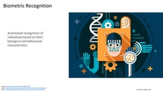 Clare Nelson, @Safe_SaaS
Biometric Recognition
Automated recognition of
individuals based on their
biological and behavioral
characteristics
Source: http://biometrics.derawi.com/?page_id=101
Source: http://searchsecurity.techtarget.com/definition/biometric-authentication
Graphic: https://findbiometrics.com/biometrics-market-2025-tractica-402062/
 