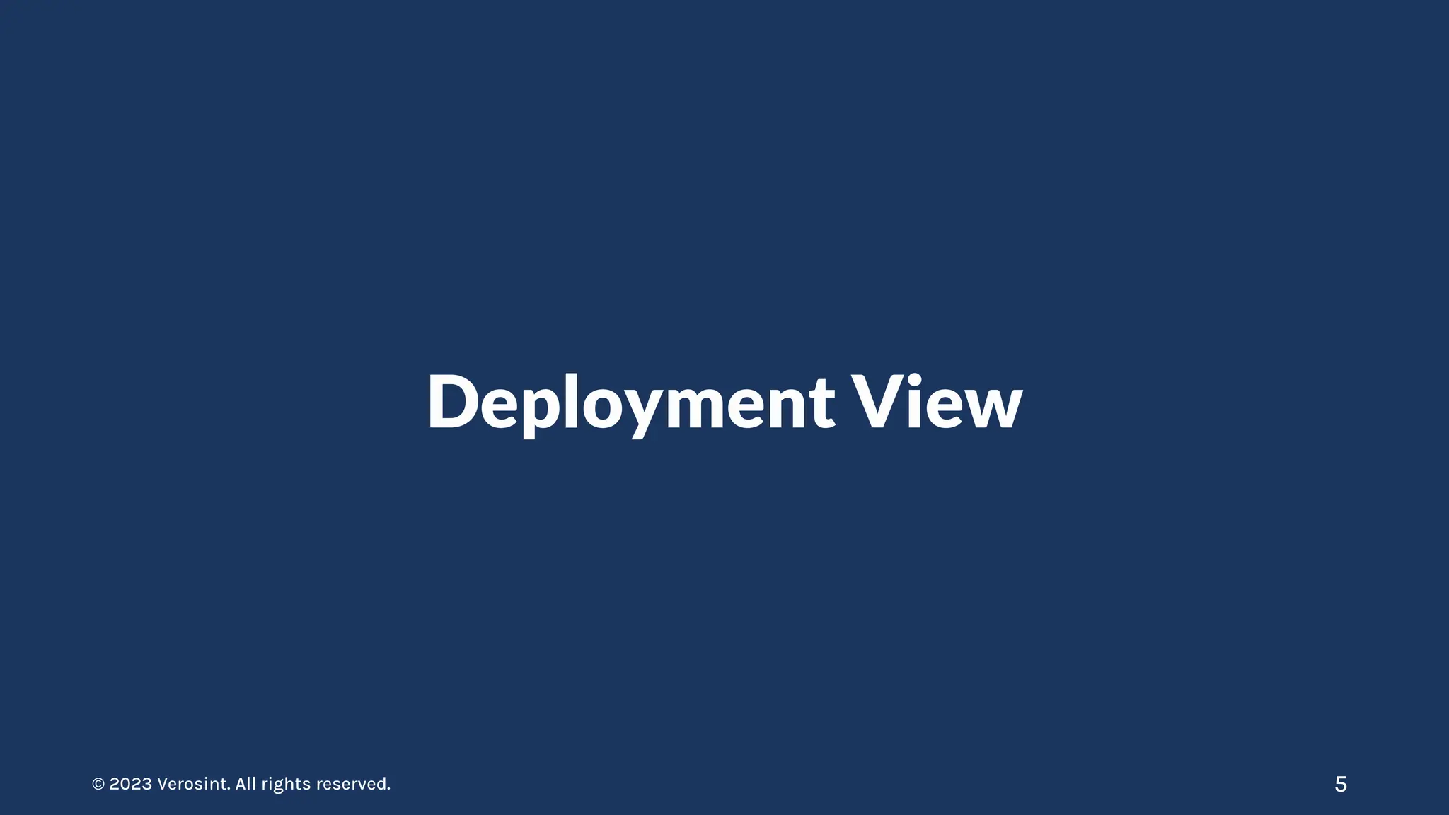 © 2023 Verosint. All rights reserved.
© 2023 Verosint. All rights reserved.
Deployment View
5
 
