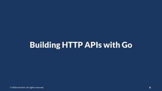 © 2023 Verosint. All rights reserved.
© 2023 Verosint. All rights reserved.
Building HTTP APIs with Go
8
 