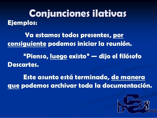 Resultado de imagen de imagenes de las conjunciones ilativas"