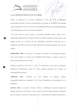LAS CONSTITUCIONES EN EL ECUADOR
