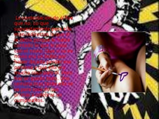 La contestación de él fue
que no. Lo que
supuestamente para ella
eran indirectas lo que él
le decía porque le había
contado lo que le paso
con el novio. Que si su ex
novio era un bobo por
haber dejado perder esa
persona y que ella era
mucha cosa para él. Pero
hay se quedo todo. Una
semana mas tarde ella se
va para casa de sus
primas a celebrar un
cumpleaños.
 