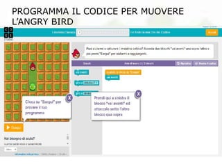 PROGRAMMA IL CODICE PER MUOVERE
L’ANGRY BIRD
 