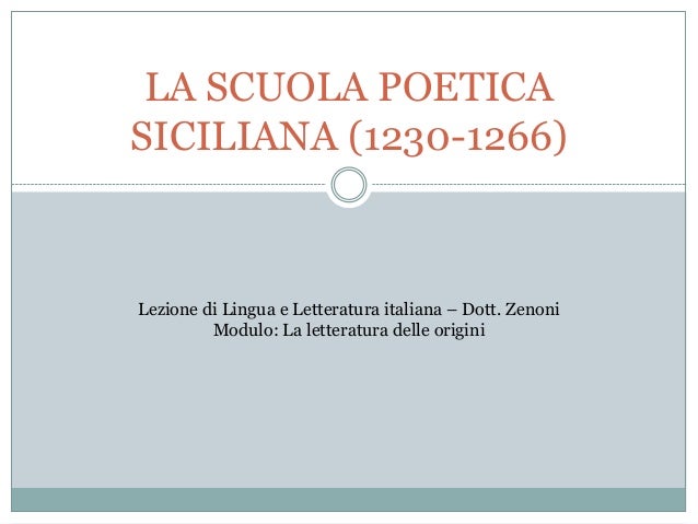 La Scuola Poetica Siciliana Prof Zenoni