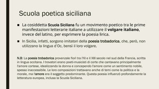 Riassunto della Scuola siciliana (Letteratura italiana) | PPTX