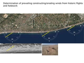 Determination of prevailing constructing/eroding winds from historic flights
and fieldwork
 
