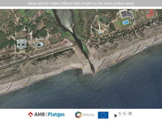 Same azimuth makes different fetch lengths as the shore position varies
 