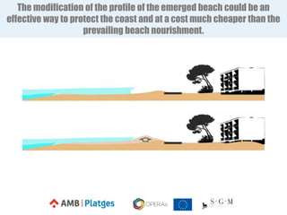 The modification of the profile of the emerged beach could be an
effective way to protect the coast and at a cost much cheaper than the
prevailing beach nourishment.
 