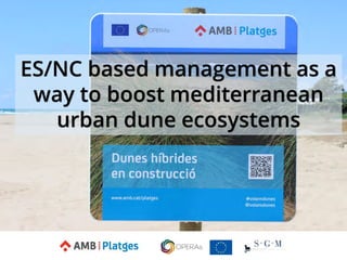 ES/NC based management as a
way to boost mediterranean
urban dune ecosystems
 