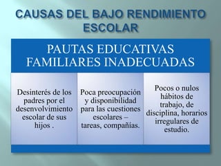 CAUSAS DEL BAJO RENDIMIENTO ESCOLAR