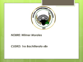 NOBRE: Wilmer Morales

CUSRO: 1ro Bachillerato «B»

 
