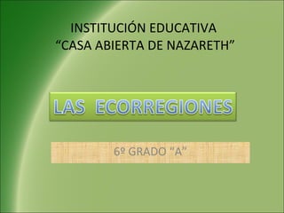 INSTITUCIÓN EDUCATIVA  “CASA ABIERTA DE NAZARETH” 6º GRADO “A” 