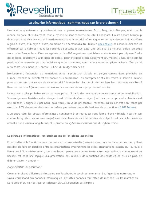 La Sécurité Informatique Sommes Nous Sur Le Droit Chemin - 