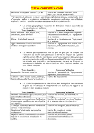 La segmentation | DOC