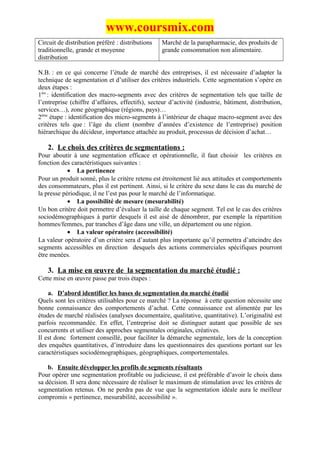 La segmentation | DOC