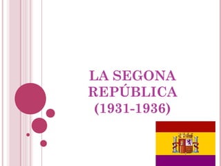 LA SEGONA
REPÚBLICA
(1931-1936)
 