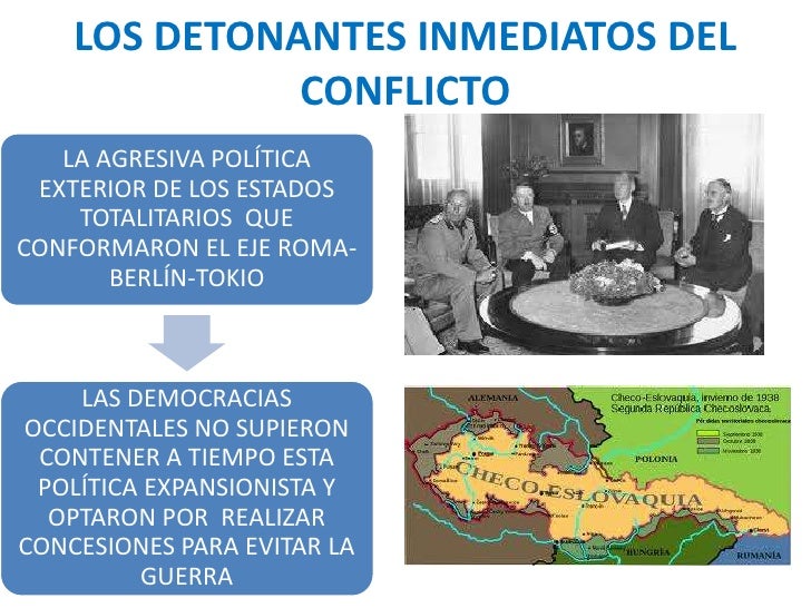 LOS DETONANTES INMEDIATOS DEL              CONFLICTO   LA AGRESIVA POLÃTICA EXTERIOR DE LOS ESTADOS    TOTALITARIOS QUECON...