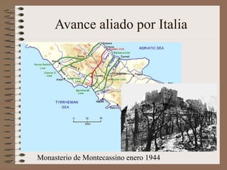 Avance aliado por Italia
Monasterio de Montecassino enero 1944
 