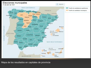 Mapa de los resultados en capitales de provincia
 