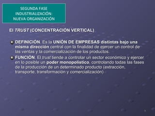 <ul><li>El  TRUST  (CONCENTRACIÓN VERTICAL) </li></ul><ul><li>  </li></ul><ul><li>DEFINICIÓN . Es la  UNIÓN DE EMPRESAS di...