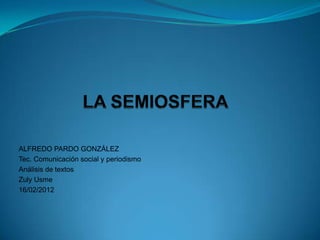 ALFREDO PARDO GONZÁLEZ
Tec. Comunicación social y periodismo
Análisis de textos
Zuly Usme
16/02/2012
 