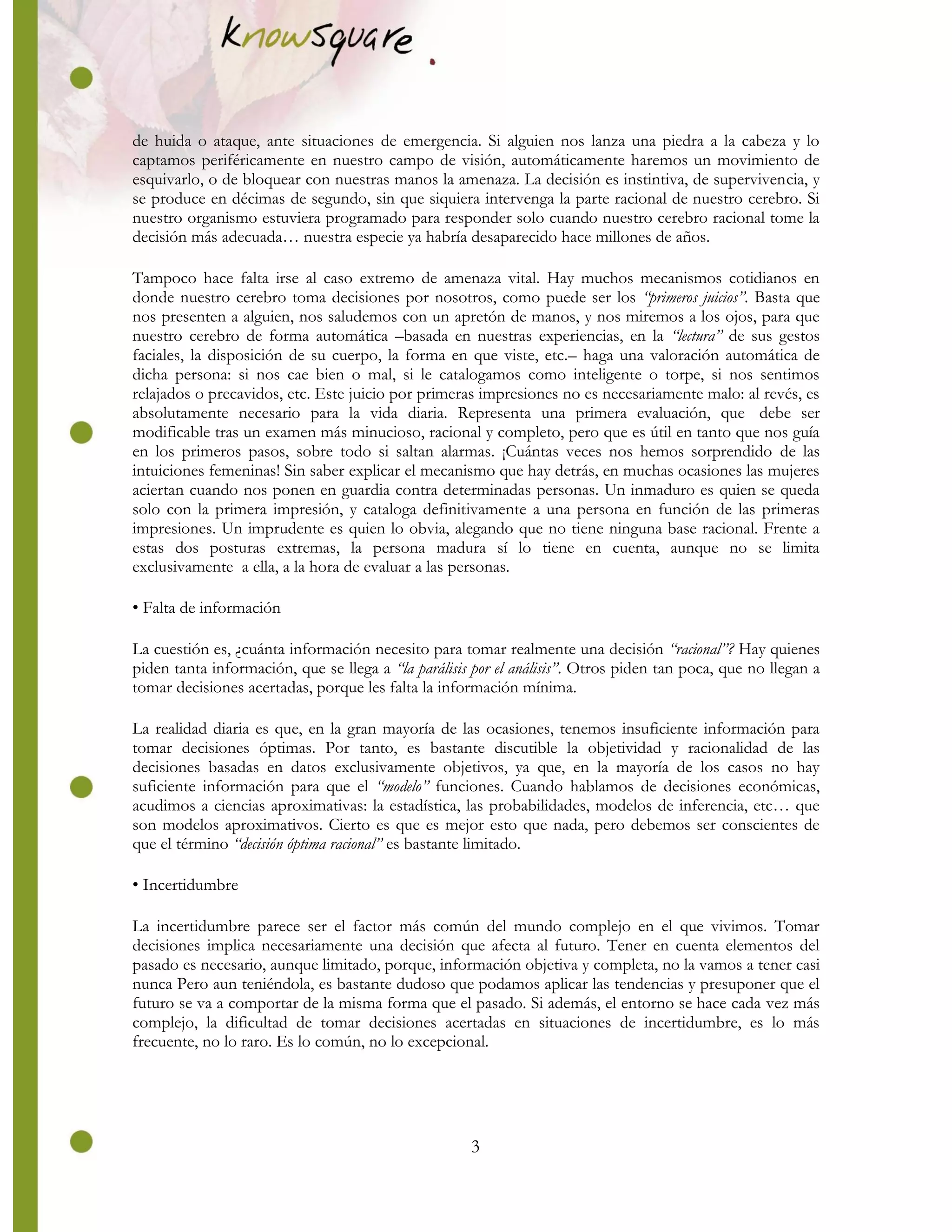 Las emociones en la toma de decisiones | PDF | Science