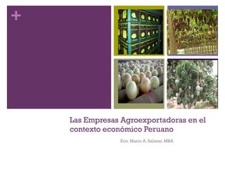 Las Empresas Agroexportadoras en el contexto económico Peruano Eco. Mario A. Salazar, MBA 