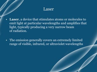 Laser characteristics as applied to medicine and biology PPT