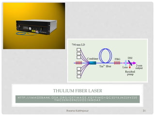 H T T P : / / I M A G E B A N K . O S A . O R G / G E T I M A G E . X Q Y ? I M G = Q C 5 S Y X J N Z S X V Z S 0
Y M C 0 X N I 0 X N Z U Z O S 1 N M D A X
THULIUM FIBER LASER
31Raana Karimpour
 