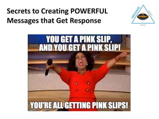 Secrets to Creating POWERFUL
Messages that Get Response
.
 