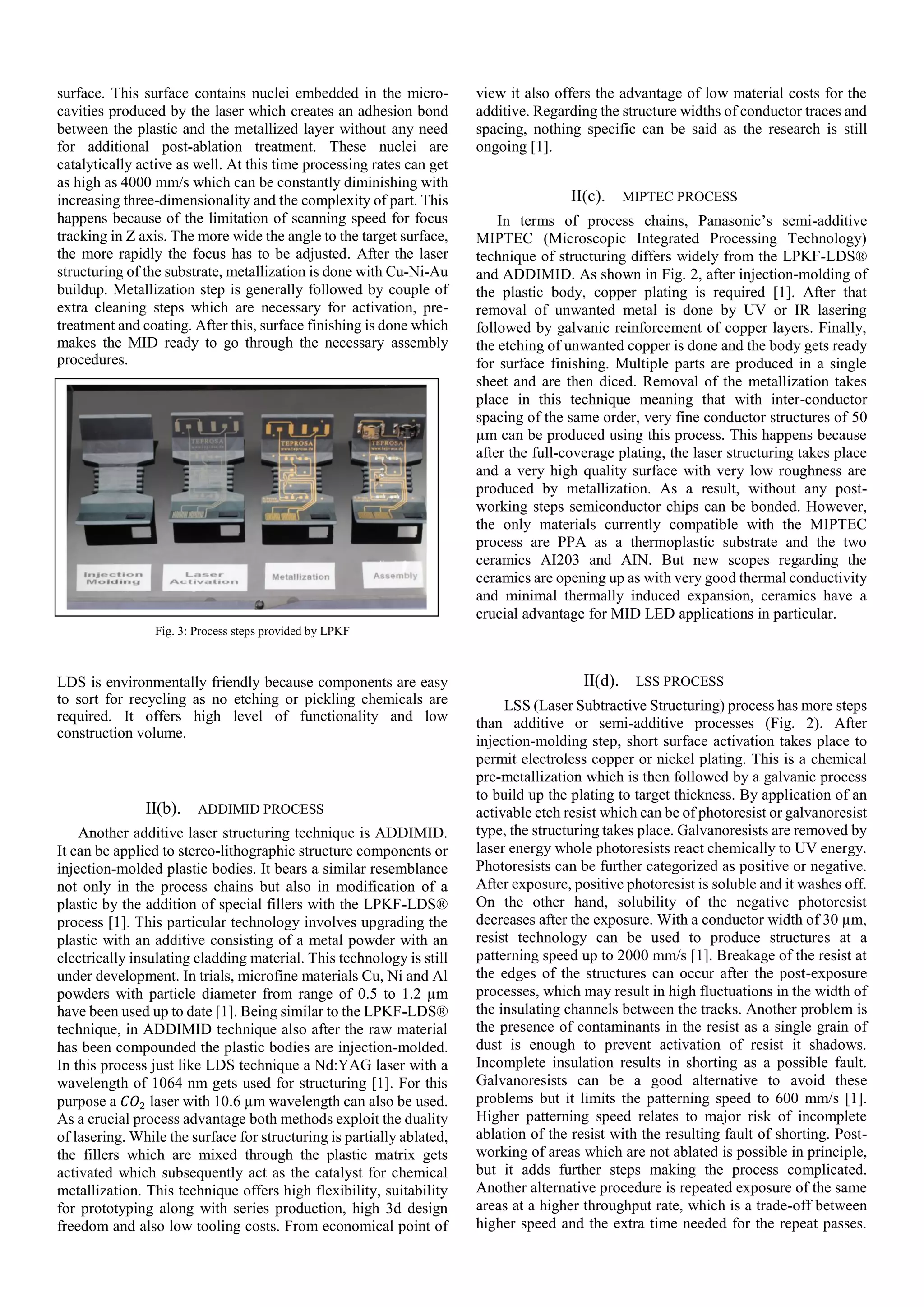 Laser based mid manufacturing processes and qualification methods ...