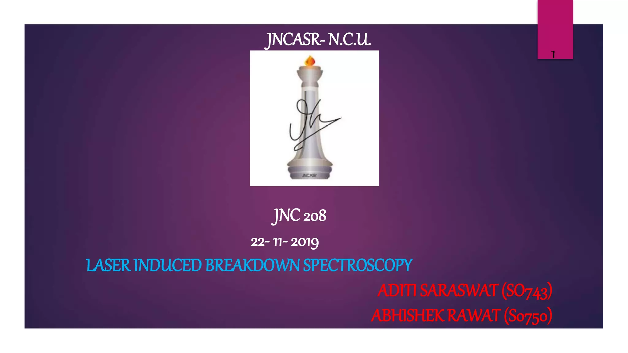 Laser induced breakdown spectroscopy PPT