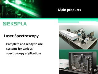 Main products
Laser Spectroscopy
Complete and ready to use
systems for various
spectroscopy applications
 