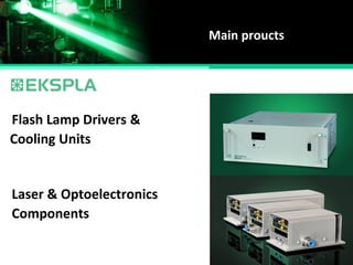 Main proucts
Flash Lamp Drivers &
Laser & Optoelectronics
Cooling Units
Components
 