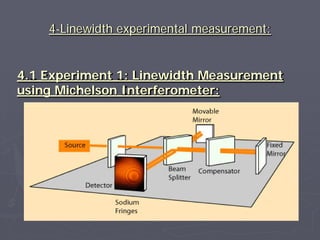 4-Linewidth experimental measurement:
4.1 Experiment 1: Linewidth Measurement
using Michelson Interferometer:
 