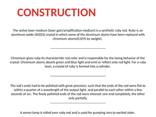 Ruby Lasing Medium lASER and optic fibre communication .pptx