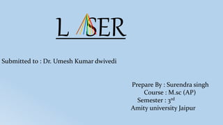 L SER
Submitted to : Dr. Umesh Kumar dwivedi
Prepare By : Surendra singh
Course : M.sc (AP)
Semester : 3rd
Amity university Jaipur
 