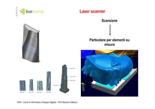 Laser scanner
                                                                                        Scansione




                                                                                Particolare per elementi su
                                                                                          misura




IUAV – Corso di Informatica e Disegno Digitale – Prof. Maurizio Galluzzo
 