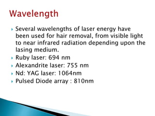 Ruby Lasing Medium Lasers for hair reduction | PPTX