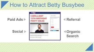 How to Attract Betty Busybee
Social Organic
Search
ReferralPaid Ads
 