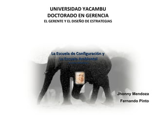 UNIVERSIDAD YACAMBU DOCTORADO EN GERENCIA EL GERENTE Y EL DISEÑO DE ESTRATEGIAS ,[object Object],[object Object],[object Object],Jhonny Mendoza Fernando Pinto 