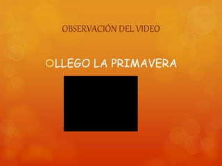OBSERVACIÓN DEL VIDEO
LLEGO LA PRIMAVERA
 