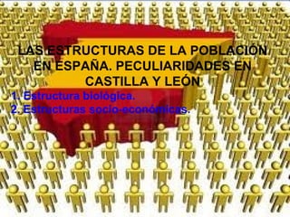 LAS ESTRUCTURAS DE LA POBLACIÓN
EN ESPAÑA. PECULIARIDADES EN
CASTILLA Y LEÓN
1. Estructura biológica.
2. Estructuras socio-económicas.
 